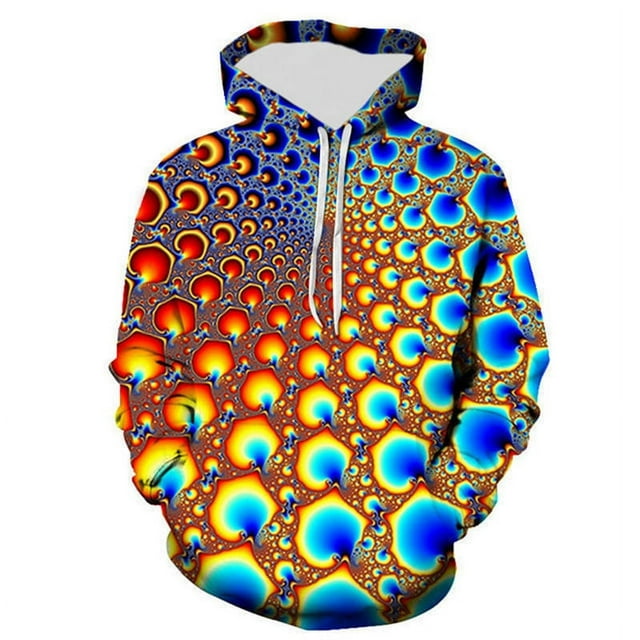 Nouveau Sweat à Capuche Flamme Colorée 3D Fluorescent pour Hommes et Femmes Automne Hiver Graphique Optique