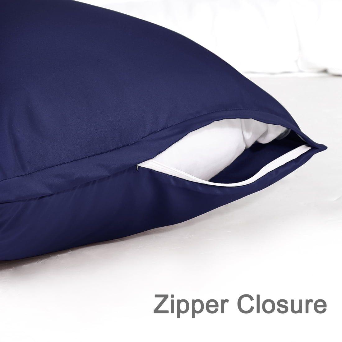 Unique Bargains 2 Pack Silky Satin Body Pillow Cases Navy 21" x 48"
