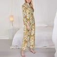 thumbnail image 3 of Goofa Retro 70s 60s Flower Printed Women’s 2 Piece Pajama Set Super,Pajamas Women's Long Sleeve Sleepwear Soft Button Down Loungewear Pjs Lounge Set Nightwear-XX-Large, 3 of 9