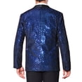 thumbnail image 3 of INSPIRE CHIC Blazers para hombres con lentejuelas brillantes metálicas de cuadros argyle, chaquetas de traje XL azules, 3 of 5