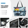 thumbnail image 3 of Daiia Lighthouse in a Stormy Sea Beach Travel Bag - Water-Resistant Beach Bag, Lightweight Tote with 7 Pockets for Women and Men - Gym,Pool,Camping,Reusable Grocery Bag, 3 of 7