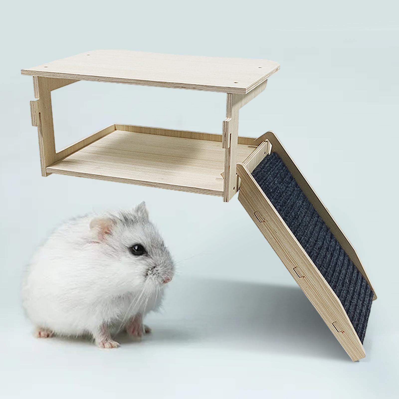 Guinea Pigs Hammock with Platform Guinea Pig House Wooden Playing Small Pets Accessories Durable Hiding Hanging Habitats Castle for Piggies