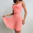 thumbnail image 4 of Gibobby Vestido corta de fiesta casual Mujeres Sólido Sin mangas Casual Sexy Falda plisada Chaleco Conjunto de falda Conjunto de dos piezas(Rosa,CH), 4 of 5