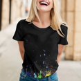 thumbnail image 2 of Shirts for Women Rainbow Print Round Neck Loose Fit Short Sleeve T-Shirt Tops, 2 of 4