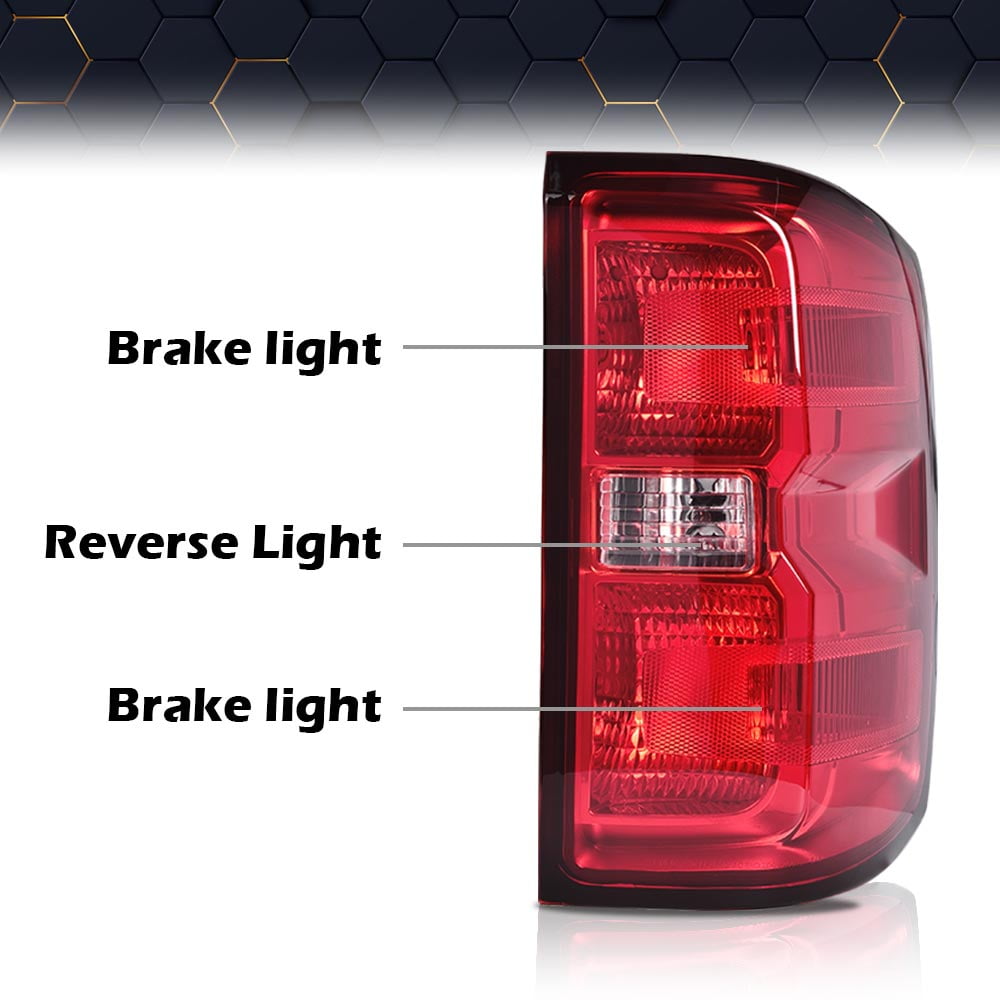 PIT66 LED Tail Lights Assembly, Fit for 2014-2019 Chevrolet Chevy Silverado/2015-2019 GMC Sierra Tail Lamp Brake Lamp W/ Wiring Harness Driver and Passenger Side Red Lens