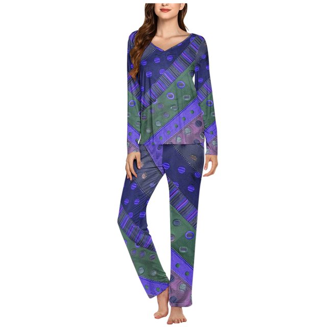 Ensembles de Pyjama pour Femmes 2 Pcs, Ensemble de Pyjama Décontracté Uni pour Dames avec Haut et Pantalon