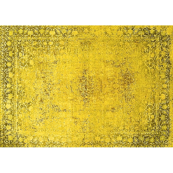 Ahgly Company Indoor Rectangle Oriental Yellow Industrial Area Rugs, 6' x 9'