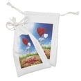 thumbnail image 2 of Valentine's Day Fabric Pouch Set of 2, Fallen Rose Petal Leaves Heart Nature Sky, Small Drawstring Bag for Toiletries Masks and Favors, 9" x 6", Multicolor Vermilion, by Ambesonne, 2 of 2