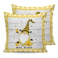 thumbnail image 7 of Outdoor Throw Pillow Cover Farm Cute Gnome with Honey Bees Waterproof Cushion Covers 2 Pack Yellow Grid and Rustic Wood Grain Pillow Cases Home Decoration for Patio Garden Couch Sofa, 7 of 7