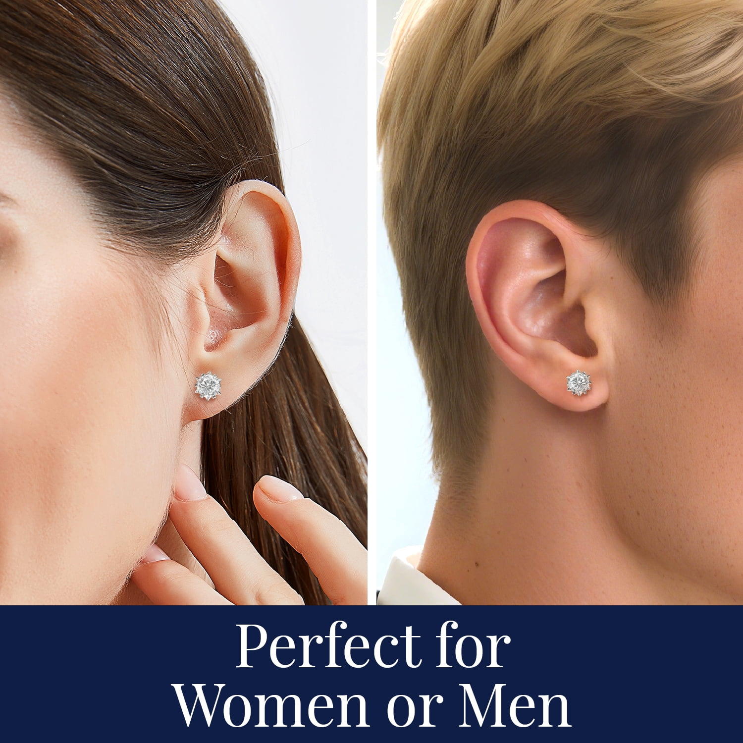 MomentWish 2 Carat Moissanite Solitaire Studs Earrings 925 Sterling Silver Anniversaries Graduation Gift for Women