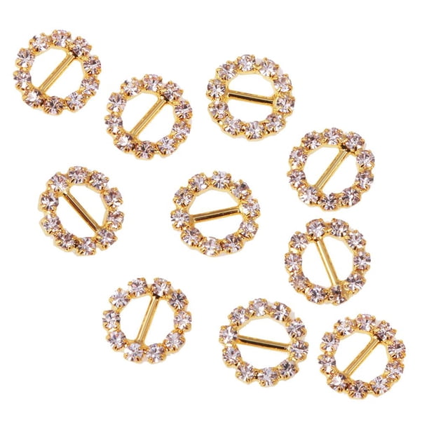 10 Piezas Ronda Cintas Cintas Hebillas Deslizadores 5mm Oro