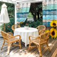 thumbnail image 4 of Outdoor Curtains for Patio Waterproof, Spring Sunflowers Outdoor Privacy Panels Grommet, Yellow Floral Turquoise Farmhouse Wood Grain Blackout Outside Curtains for Porch/Cabana 54"x108", 1 Panel, 4 of 8