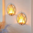 thumbnail image 3 of 2 candelabros de pared para velas de pilar pequeñas, portavelas de metal, decoraciones de pared para baño, patio, sala de estar, 3 of 8