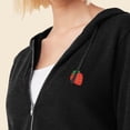 thumbnail image 5 of Dalix Strawberry Embroidered Fleece Zip Washed Hoodie Cold Fall Winter Women in Black XS X-Small, 5 of 5