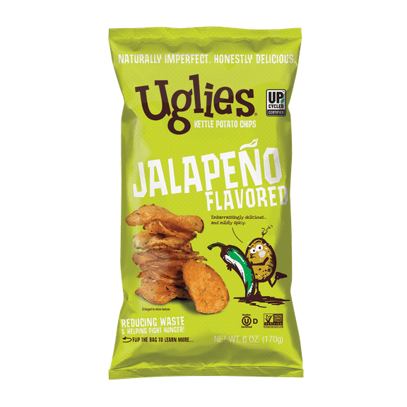 Pack of 12, Uglies Jalapeño Potato Chips, 6 oz