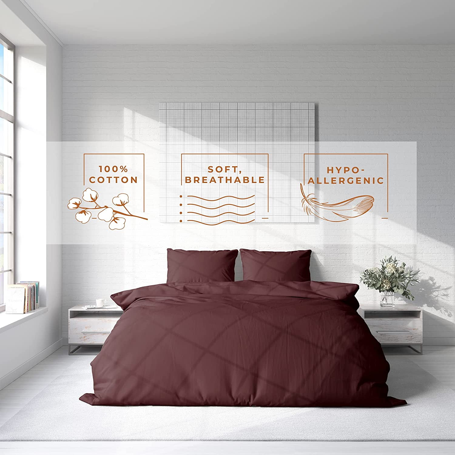 Kotton Culture 600 TC 100% Egyptian Cotton Premium 5 Piece Duvet Set - Breathable All Season Comforter Cover with Zipper Closure & Corner Ties ...