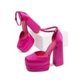 thumbnail image 5 of Women Platform Chunky Block Heel Ankle Strap Square Toe Pumps Wedding Party Prom Festival Shoes, 5 of 7