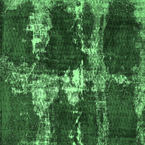 Ahgly Company Indoor Square Persian Emerald Green Bohemian Area Rugs, 6' Square