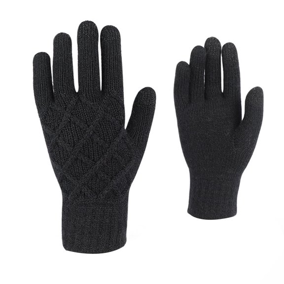 Fgnfyis Winter Gloves for Women Winter Knitted Pineapple Pattern Design Thermal Touchscreen Mittens Outdoor Cold Weather Handwear Black