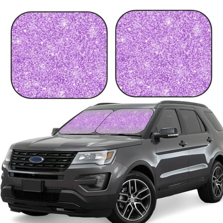 Cauagu Lilac Glittering Cauagu {designName} Print Foldable Car Windshield Sun Shade | Front Windshield Shade for Sun | Fits Small Sedans Mini SUVs Hatchbacks-Medium