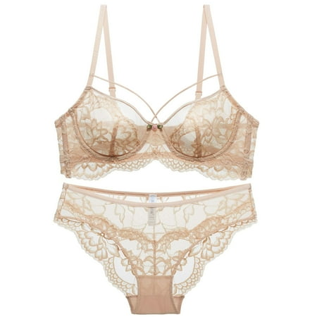 New Sexy Lace Lingerie Women s Ultra-Thin Big Chest Small Breast Holding Push up plus Size Bra Set Bra