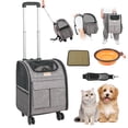 thumbnail image 1 of VEVOR Cat Carrier with Wheels, Rolling Pet Carrier with Telescopic Handle and Shoulder Strap, Dog Carrier with Wheels for Pets under 18 lbs, with 1 Folding Bowl, Grey, 1 of 9