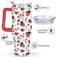 thumbnail image 3 of 40oz Red Cherry Fruit Pattern Stainless Steel Flip Straw Tumbler Spill Proof Travel Cup Double Wall Vacuum Insulated Coffee Mug with Top Handle, 3 of 6