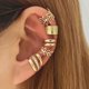 thumbnail image 2 of Paquete de 5 aretes bohemios de aro para cartílago, juego de aretes tipo puño, sin perforar, dorados, 2 of 4
