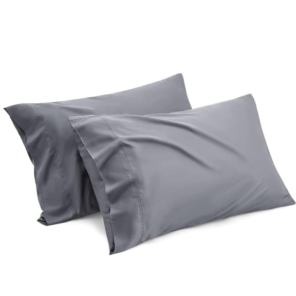 Queen Pillow Cases Set of 2 Rayon Derived from Bamboo Cooling Pillowcase,Dark Grey 20x30 inches MYDOMIC
