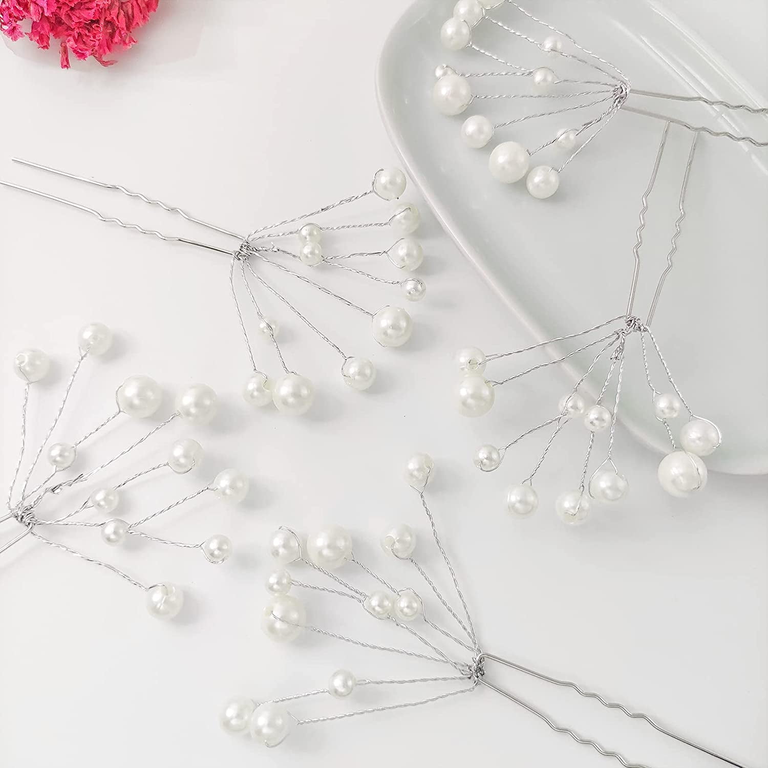 Pearl Hair Pins, 5PCS Bridal Hair Clips Decorative Wedding 