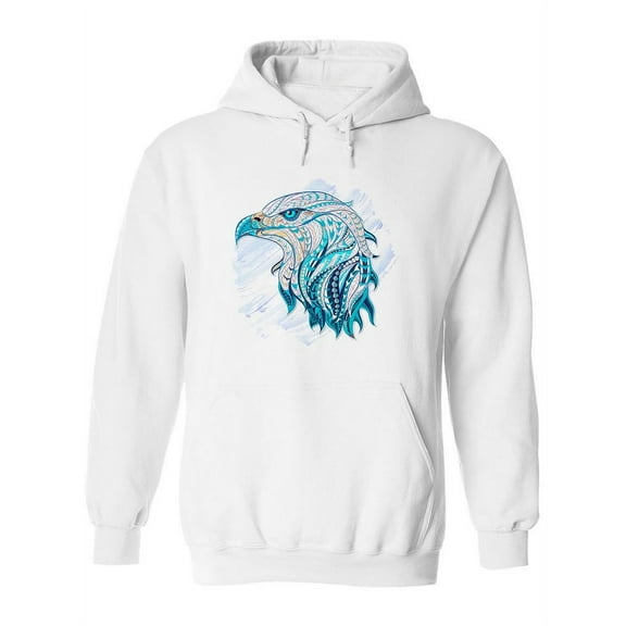 Ethnic Blue Eagle Head Hoodie Women -Image by Shutterstock, Female Small