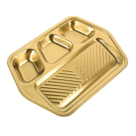 

PATKAW Stainless Steel Seasoning Plate Rectangular Divided Metal BBQ Meat Plate