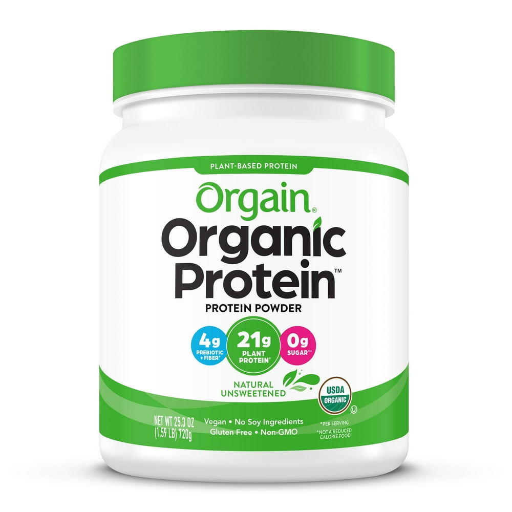 Orgain Organic Protein Powder, Natural Unsweetened, 21g Protein, 1.59