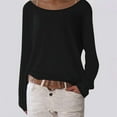 thumbnail image 3 of Women'S Long Sleeve Boat Neck Off Shoulder Blouse Tops Black L, 3 of 5