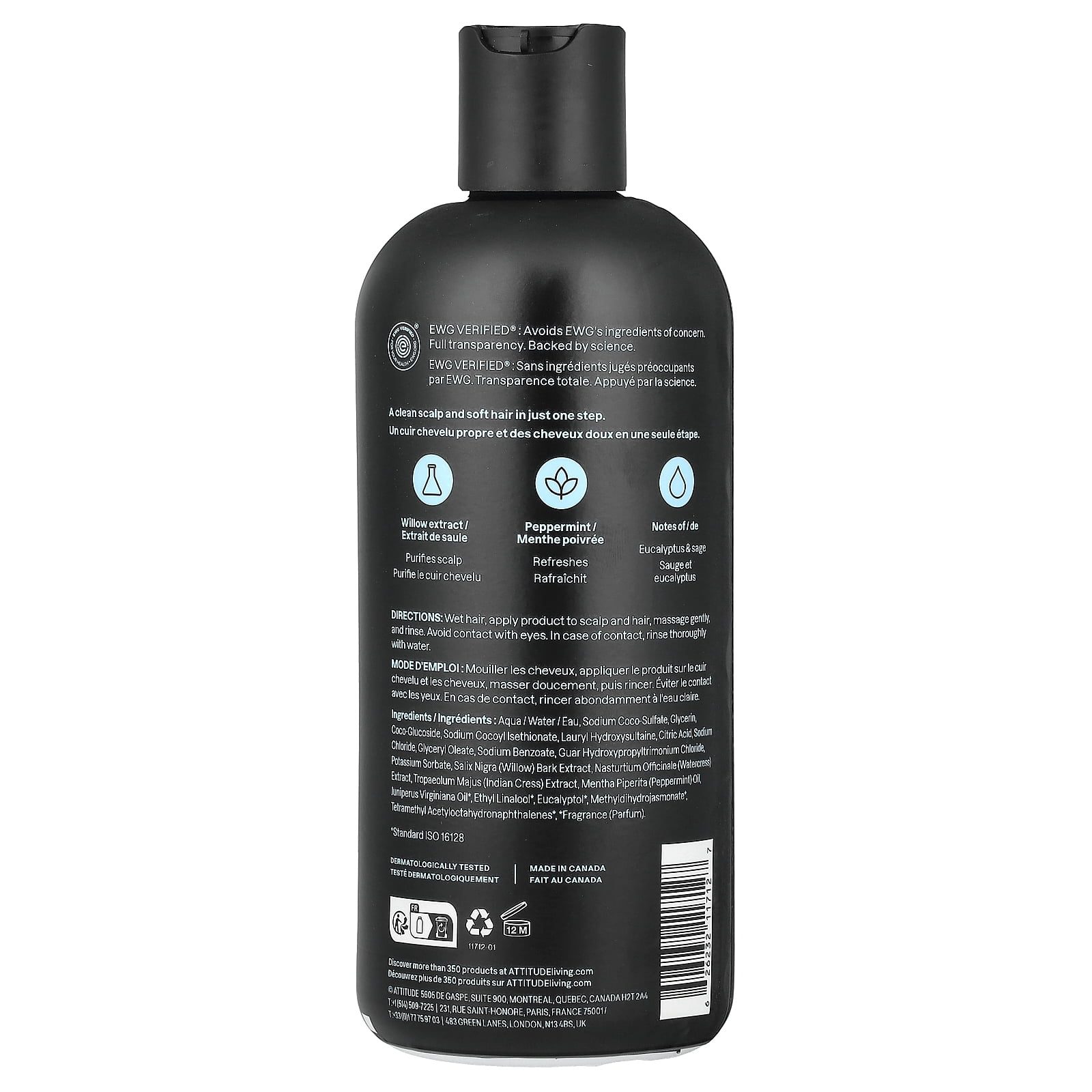 ATTITUDE Super Leaves™, 2N1 Scalp Care Shampoo & Conditioner, For Men, Eucalyptus & Sage, 14 fl oz (415 ml)