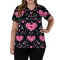 thumbnail image 5 of Valentine Day Scrubs for Women Short Sleeve Quick Dry V Neck Plus Size Scrubs Love Heart Print Medical Cute Scrub Tops with Pockets Black L, 5 of 5