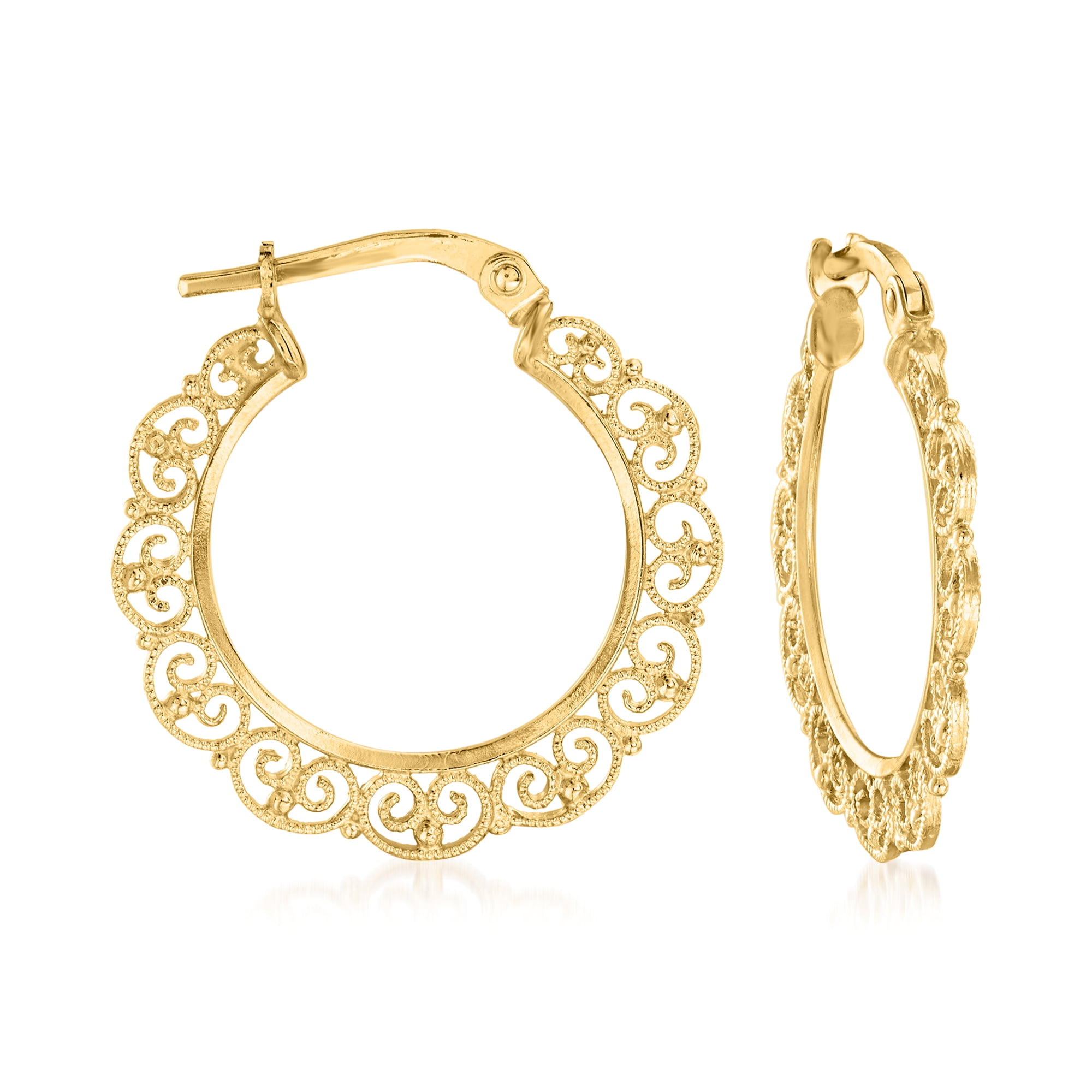 white gold filigree hoop earrings