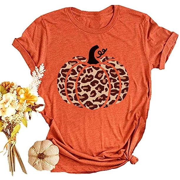 Ladies Summer Halloween Pumpkin Leopard Bow Printed Sweatshirts main image 1