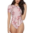 thumbnail image 2 of Goofa Orchids Flowers Printed Women Rash Guard Short Sleeve,Tummy control Swimsuit Surfing Swimsuit Bathing Suit One Piece Swimsuit UPF 50-, 2 of 9
