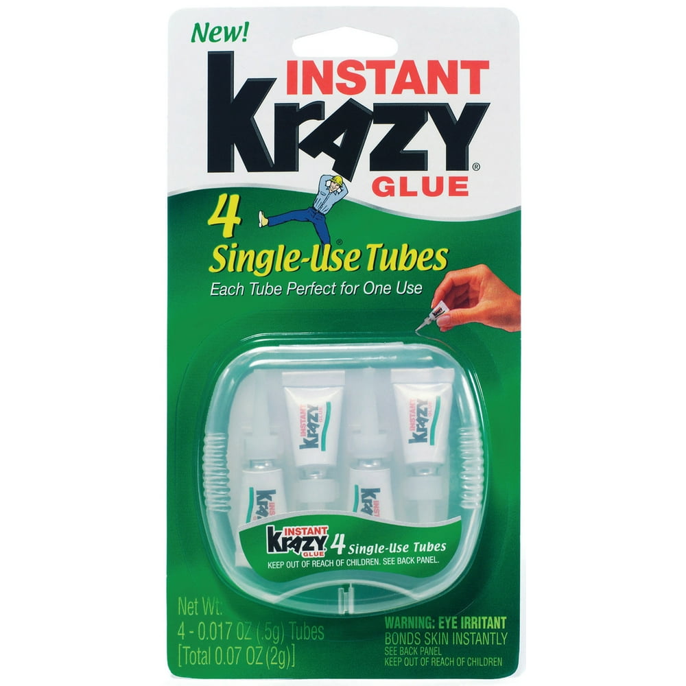 Elmer's Instant Krazy Glue, AllPurpose Single Tube, 4Tube/Pkg