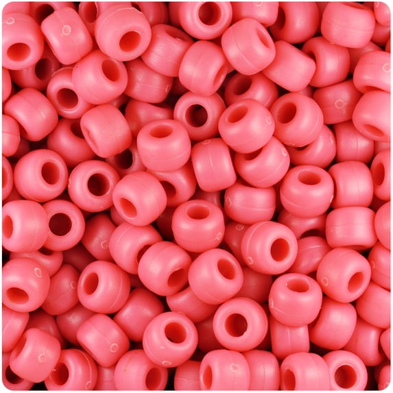 BeadTin Carnation Matte 9mm Barrel Pony Beads (500pc)