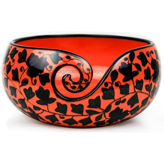 Ceramic Yarn Bowl (Fenugreek Red - Small) - 6 x 6 x 3 Inches