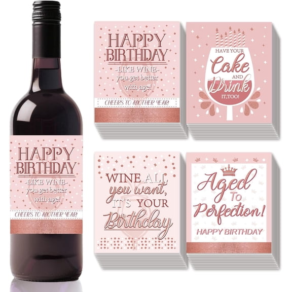 Wine Labels for Bottles 40pcs Birthday Party Champagne Labels Decorations Women Men Wine Bottle Label Stickers Pink Personalized Bottle Label Covers Gifts for Birthday Champagne Decorations 1set DIY