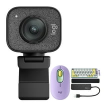 Logitech StreamCam Plus Webcam with Tripod (Graphite), Keyboard and Mouse Bundle