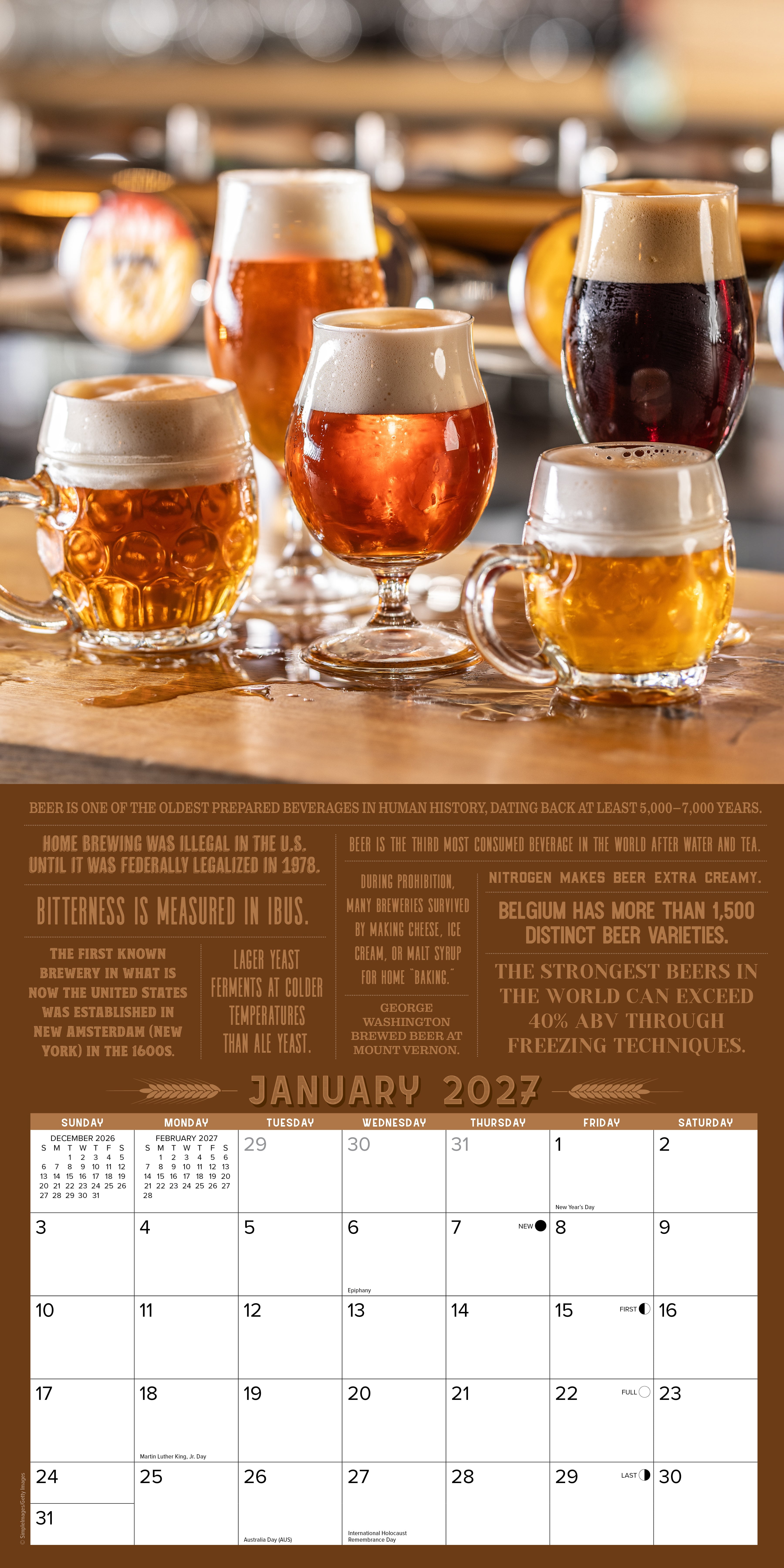 Willow Creek Press, The History of Beer 2027 Wall Calendar