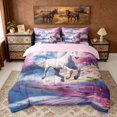 thumbnail image 3 of Erosebridal White Horse Bedding Comforter Set for Girls, Japanese Cherry Blossoms Queen Bedding Sets, 3 of 6