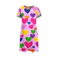 thumbnail image 3 of Womens Nightgowns Plus Size Casual Sleep Dress Women's Plus Heart Print Short Sleeve Round Neck Medium Stretch Loose Nightdress Valentine's Day Nightdress, 3 of 4