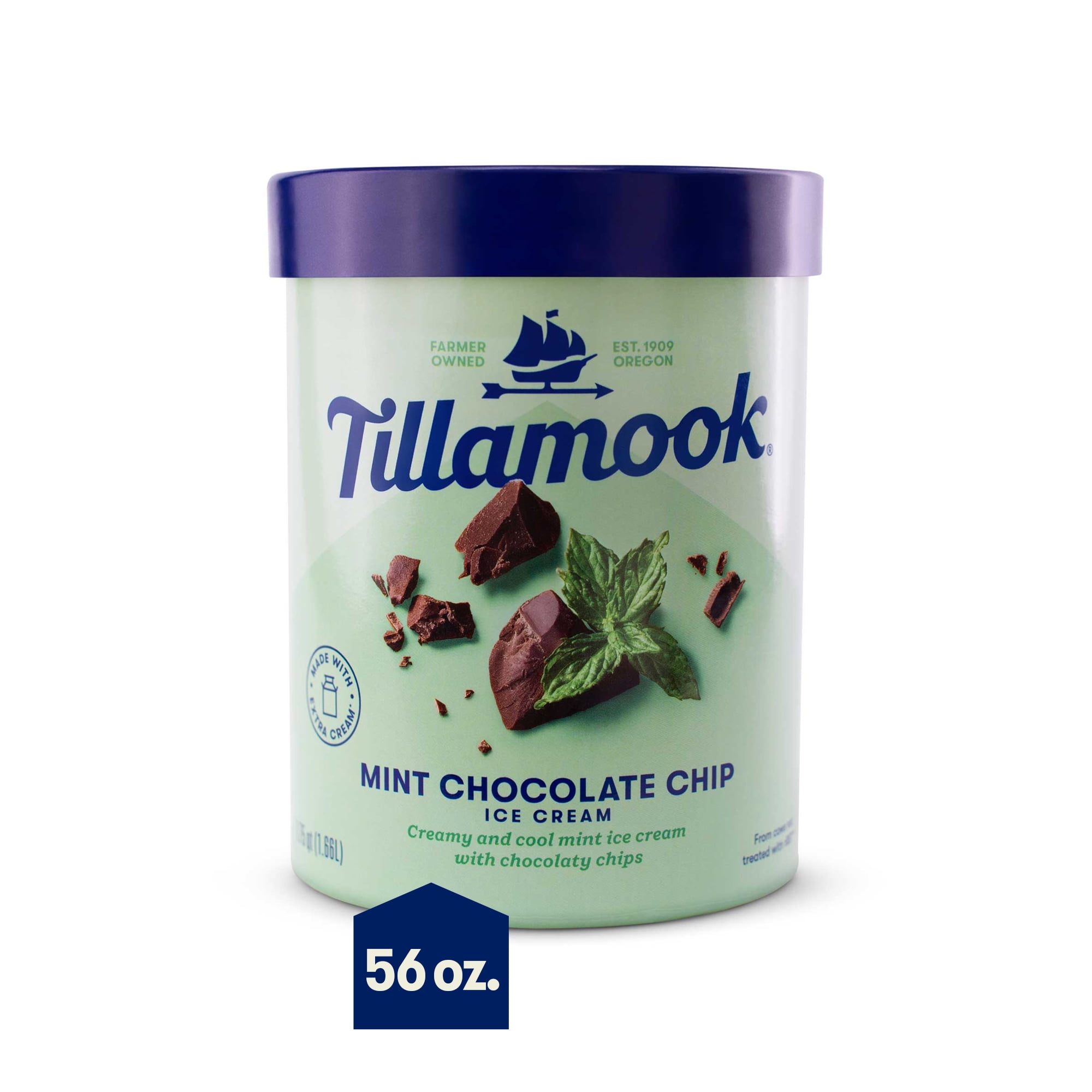 Tillamook Mint Chocolate Chip Ice Cream, 56 oz, 1.75 qt