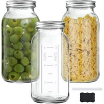 64 OZ Wide Mouth Mason Jars with Lids - Clear Heavy Duty Glass Airtight Storage Canning Jar and Band