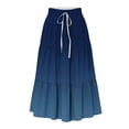 thumbnail image 2 of Dianli Skirt Skorts Women's Printed A Line Long Skirt Elastic Waist Drawstring Pocketed Gradient Print Large Swing Lightweight Breathable Cotton Linen Pull On Skirt, 2 of 8